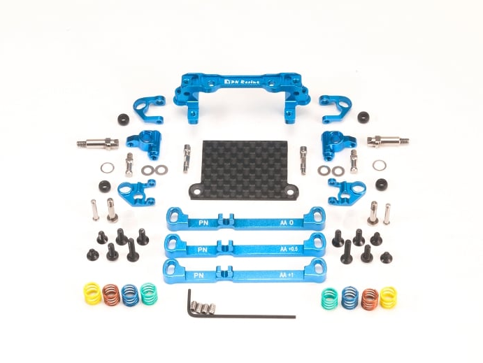 Mini-Z V4 MR03/PNR2.5W Double A-Arm Front Suspension (Blue) - PN Racing MR3080B