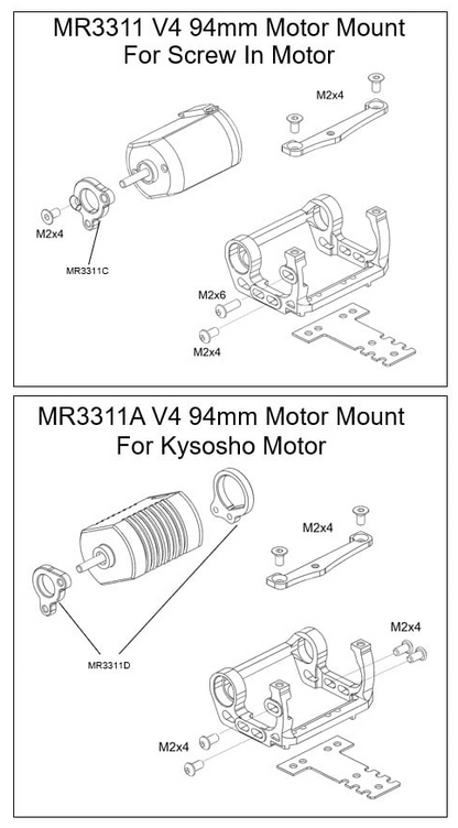 Mini-Z V4 94-98mm Motor Mount for Kyosho Motor (Blue) - PN Racing MR3311AB